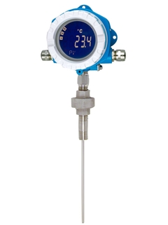 Ilustración del termómetro RTD TMT142R con indicador para el transmisor de campo