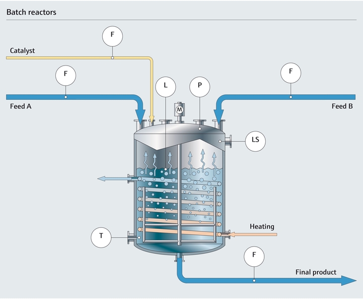 Detailed process overview of a batch reactor in the chemical industry Process map of a batch reactor in the chemical industry