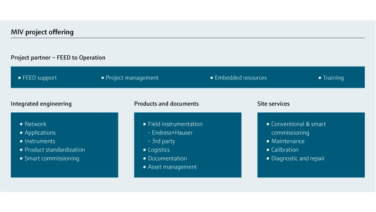 Graphic of Endress+Hauser showing offering as Main Instrument Vendor (MIV).