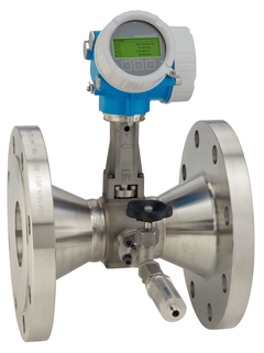 Imagen del medidorde caudal  Prowirl R200 con unidad de medición de la presión montada para gases y líquidos