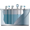 Gráfico de un depósito de almacenamiento de gas natural licuado (GNL) con equipos de medición