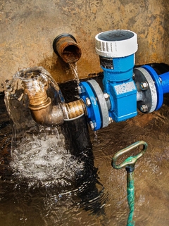 Imagen de Promag W 800, instalada en una fuente de agua de reserva para extinción de incendios