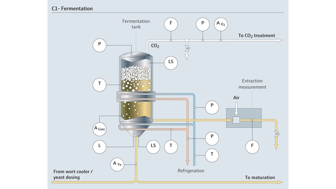 Proceso de fermentación en la producción de cerveza.
