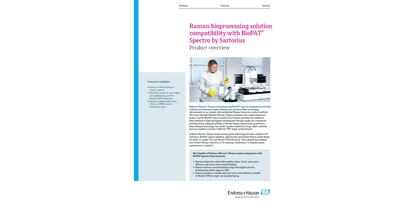 Imagen del folleto de productos de bioprocesamiento Raman que destaca la integración avanzada con BioPAT® Spectro de Sartorius